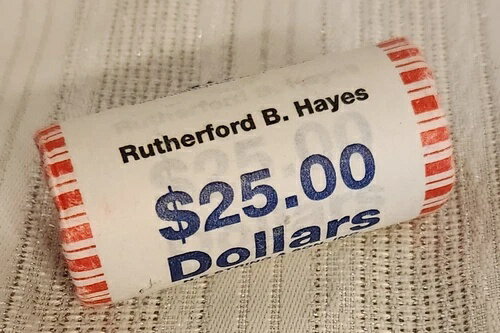 1ロールの封印された金貨25枚、ラザフォード・B・ヘイズ、1877-1881年、未使用
