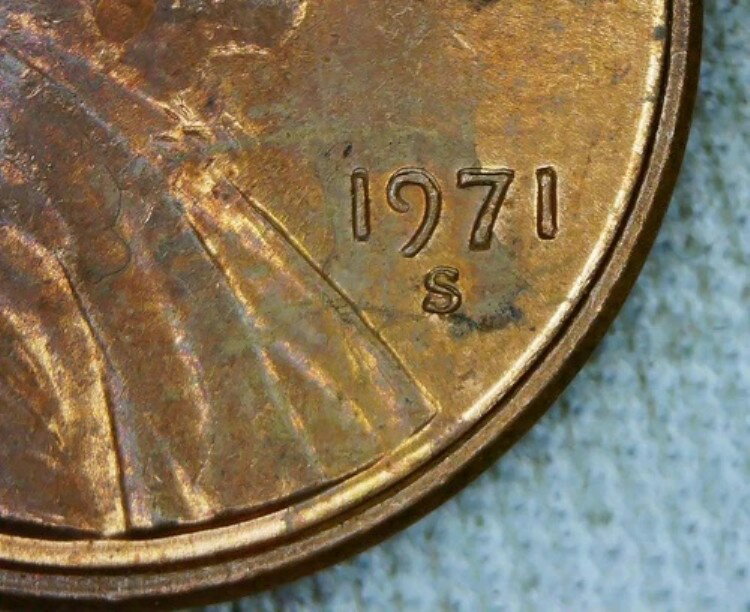 1971年 S/S リンカーン記念セントペニーダブルダイ表面