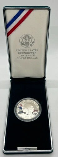 1990-P ミントケース入りアイゼンハワー100周年記念プルーフ銀貨