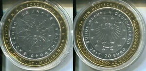 ドイツ 2017 - 20ユーロ シルバー、インレイエンボス加工 - DT. SPORTS AID-