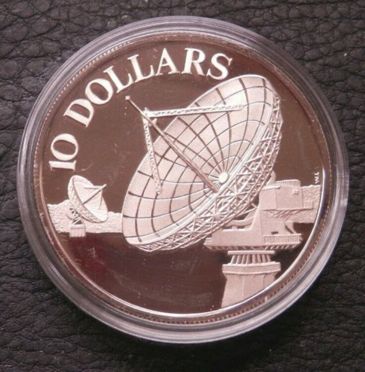 シンガポール 10ドル銀貨 プルーフ 1979年 通信衛星付き 箱＆CoA
