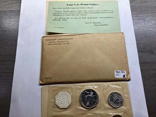 1960年 シルバープルーフ アメリカ造幣局発行 OGP封印チェロ付きセット Lg. Dt. リンカーン 062725-21(3)