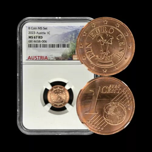 オーストリア。2023年、1ユーロセント - NGC MS67 - 高山の花、茎のないリンドウの花：