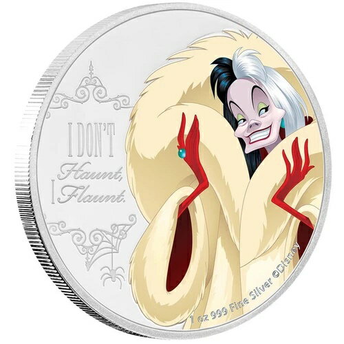 シルバー ディズニー? クルエラ・ド・ヴィル コイン (第3弾) ヴィランズ 2018 - ニウエ - 1オンス プルーフ -