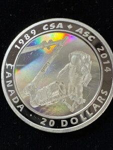 2014年カナダ造幣局 シルバープルーフコイン 20ドル カナダ宇宙庁25周年記念