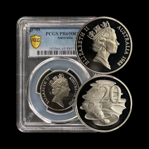 オーストラリア。1988年、20セント - PCGS PR69 - エリザベス2世女王、カモノハシ