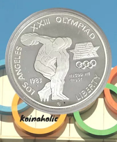 1983年 銀貨プルーフ オリンピック 円盤投げ/イーグル記念ドル パリ 24