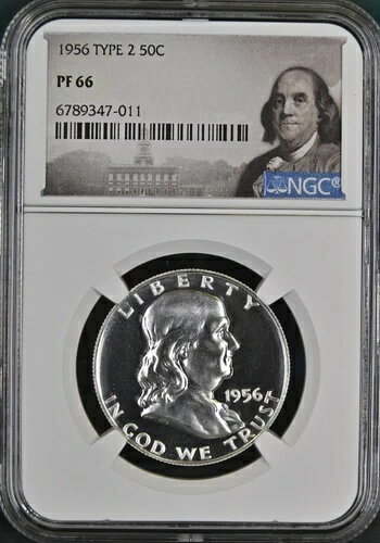1956年 タイプ2 プルーフ フランクリンラベル ハーフダラー 50セント NGC PF66 BOX4