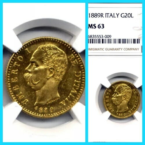 金貨 20 リラ 1889 R !!! 希少 !(3)