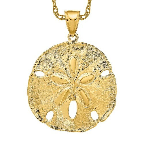 14Kソリッドイエローゴールドサンドダラーヒトデネックレス