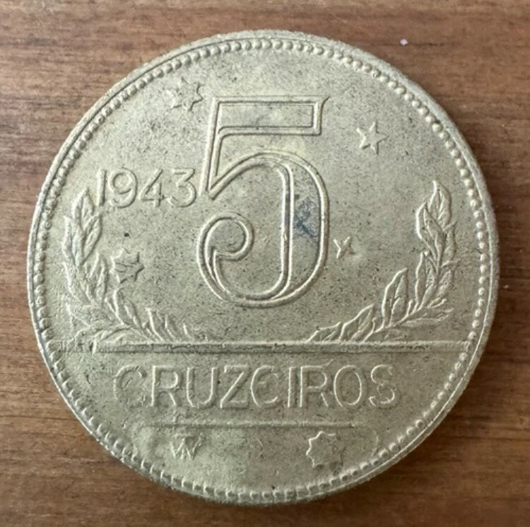 楽天WORLD RESOURCE【KING店】ブラジル ブラジル ブラジル 5 クルゼイロ 1943 VF、9g Al-Br、? 27mm、希少 （M46-