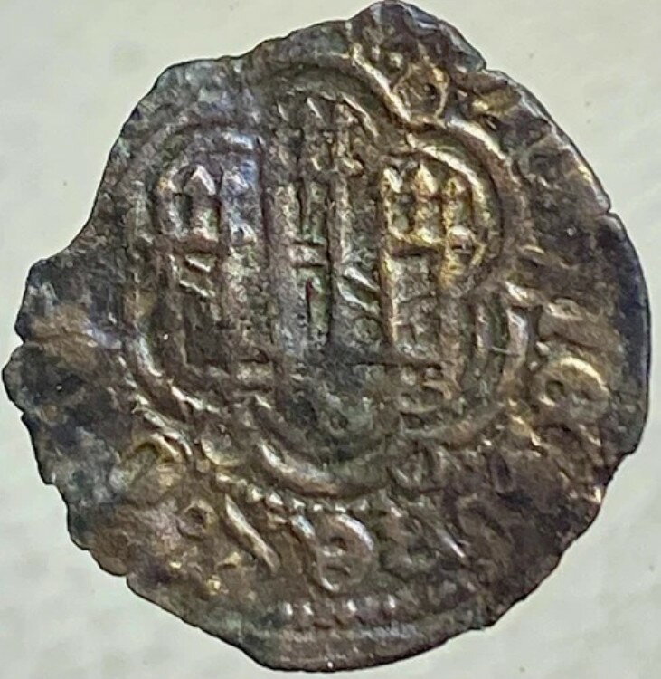 中世 1400-1406 年 カスティーリャ・レオン王国のコイン 希少 1400 年代 ブランカ城