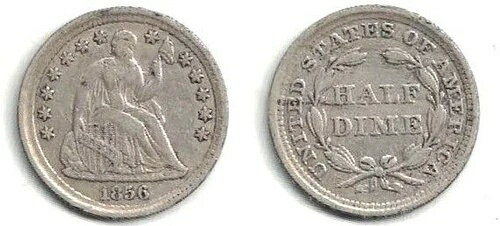 見た目も良く、問題のない1856年製シルバーハーフダイム。状態良好 - 非常に良好な状態