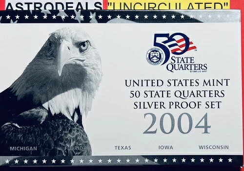 VINTAGE, 2004-S, 50 STATE SILVER QUARTERS, 5- 2004 S-SILVER QUARTERS PROOF MINT商品について出品者コメント「ヴィンテージ、2004-S、50州シルバークォーター、Sクォーター5枚、シルバープルーフミント、ディープカメオセット、箱付き…続きを読む出品者コメントについて流通/非流通非流通額面：プルーフシルバークォーター種類：コイン年：2004年認証番号：なしグレード：未鑑定グレード指定：なし製造国/地域：アメリカ合衆国認証：未鑑定カリフォルニア州プロポジション65の警告：なし注意事項※以下の注意事項をご理解のうえ、ご購入ください■ 鑑定済みコイン・紙幣について各種コイン・紙幣の鑑定機関（NGC、PCGS、PMGなど）は、収集品の真贋鑑定およびグレーディングを行う専門機関です。鑑定後の商品は、専用ケース（スラブ）に封入され、状態を示すグレードが付与されます。■ グレードについてグレードはコイン・紙幣自体の状態を評価するものであり、ケース自体の品質や状態を保証するものではありません。製造・輸送時の影響により、以下のような状態が発生する場合がございます。- 軽微なスレ傷・拭き傷（特に光の角度で見えるもの）- ケース内部のホコリ・小さな異物（鑑定機関の検品基準を満たしている場合）- ラベルのズレ・わずかな傾きこれらは鑑定機関の基準内であり、返品・交換の対象とはなりませんのでご了承ください。■ ラベルの種類について各鑑定機関では、コイン・紙幣の状態や鑑定の結果に応じて異なるラベルが付与されます。- 通常ラベル（Standard/Regular）：一般的なグレード付き鑑定済みコイン・紙幣- オーセンティック（Authentic）：グレードなしで真贋のみ保証- 詳細グレード（Details）：クリーニング跡やエッジのダメージがあるが本物と認定- 特別ラベル（Special Label）：記念版や特定のデザインの限定ラベル - 例：NGC「Early Releases」「First Releases」、PCGS「First Strike」 などグレードやラベルの種類は、商品画像および説明文をご確認のうえ、ご購入ください。■ 在庫状況について当店の商品は海外から取り寄せております。ご購入のタイミングによっては在庫切れとなる場合がございます。その際はご連絡のうえ、ご注文をキャンセルさせていただく場合がございますので、あらかじめご了承ください。■ ご注文後のキャンセルについてご注文と同時に商品のお取り寄せを開始するため、お客様都合によるキャンセルは承っておりません。■ 配送についてお届けまでに通常2〜3週間ほどかかります。海外の祝日や天候、税関手続きにより通常より配送が遅れる可能性がございます。■ 保証について商品説明に英語で「保証（warranty）」と記載があっても、日本国内では適用されませんのでご了承ください。 当店では、商品到着後7日以内の初期不良に限り、対応させていただきます。 （返品規約の詳細については、楽天市場内の会社概要欄下部をご参照ください。）■ 商品の色・素材感について撮影環境やモニター設定により、実際の商品と色味や質感が異なる場合がございます。■ 価格変動について希少性の高い商品は市場価格の変動により、追加料金をお願いする場合がございます。追加料金に同意いただけない場合には、ご注文のキャンセルが可能ですので、ご安心ください。■ その他サービスについて海外製品の輸入代行も承っております。ショップに掲載されていない商品でもお探し可能ですので、お気軽にご相談ください。尚、業者販売（業販）や複数購入の場合、割引対応も可能です。ご希望の方はお問い合わせください。