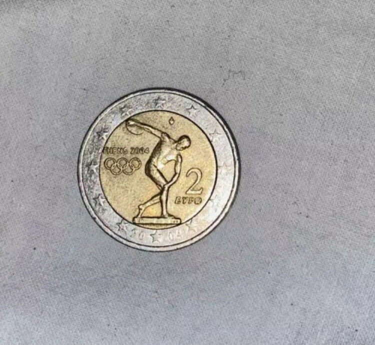 2ユーロ硬貨 2004年ギリシャオリンピック 円盤投げ選手 非常に希少