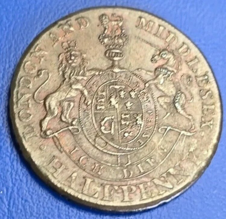 希少なエッジ 1794年 ランカスター公爵 ハーフペニートークン ジョン・オブ・ゴーント 銘エッジ