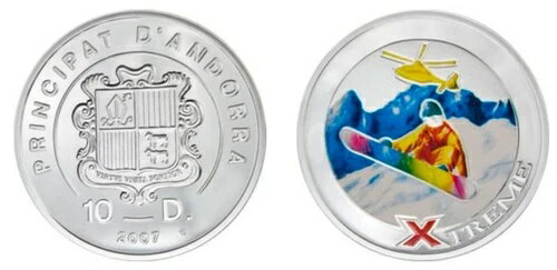 2007 アンドラ ラージ カラー プルーフ シルバー 10 D エクストリーム ヘリコプター スノーボード
