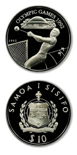 サモア バルセロナオリンピック ハンマー投げ 1992 10ドル プルーフ シルバー クラウン