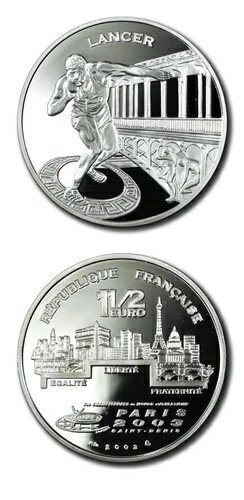 フランス 円盤投げ選手 1.5ユーロ 2003 プルーフ シルバークラウン