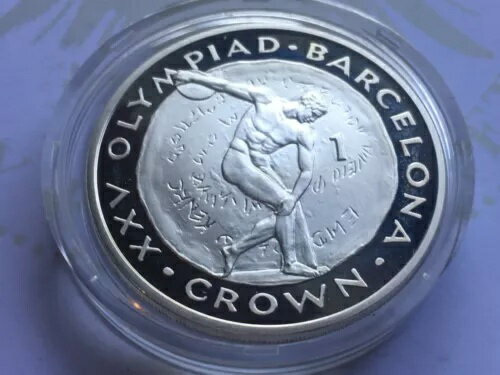 ジブラルタル 1 クラウン 1992 バルセロナ XXV オリンピック 円盤投げ シルバー プルーフ G0062-