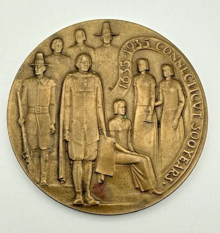 1935年 コネチカット州300周年記念ブロンズメダリオン ヘンリー・G・クライスデザイン(3)