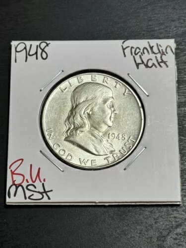 1948 P Franklin Half Dollar BU Uncirculated MS+ Better Date Coin (Raw12776)商品について流通/非流通 非流通額面 50セントコイン フランクリン組成 銀発行年 1948年打刻タイプ ビジネス純度 0.9等級 未鑑定鋳造所 フィラデルフィアKM番号 na製造国/地域 アメリカ合衆国認証 未鑑定注意事項※以下の注意事項をご理解のうえ、ご購入ください■ 鑑定済みコイン・紙幣について各種コイン・紙幣の鑑定機関（NGC、PCGS、PMGなど）は、収集品の真贋鑑定およびグレーディングを行う専門機関です。鑑定後の商品は、専用ケース（スラブ）に封入され、状態を示すグレードが付与されます。■ グレードについてグレードはコイン・紙幣自体の状態を評価するものであり、ケース自体の品質や状態を保証するものではありません。製造・輸送時の影響により、以下のような状態が発生する場合がございます。- 軽微なスレ傷・拭き傷（特に光の角度で見えるもの）- ケース内部のホコリ・小さな異物（鑑定機関の検品基準を満たしている場合）- ラベルのズレ・わずかな傾きこれらは鑑定機関の基準内であり、返品・交換の対象とはなりませんのでご了承ください。■ ラベルの種類について各鑑定機関では、コイン・紙幣の状態や鑑定の結果に応じて異なるラベルが付与されます。- 通常ラベル（Standard/Regular）：一般的なグレード付き鑑定済みコイン・紙幣- オーセンティック（Authentic）：グレードなしで真贋のみ保証- 詳細グレード（Details）：クリーニング跡やエッジのダメージがあるが本物と認定- 特別ラベル（Special Label）：記念版や特定のデザインの限定ラベル - 例：NGC「Early Releases」「First Releases」、PCGS「First Strike」 などグレードやラベルの種類は、商品画像および説明文をご確認のうえ、ご購入ください。■ 在庫状況について当店の商品は海外から取り寄せております。ご購入のタイミングによっては在庫切れとなる場合がございます。その際はご連絡のうえ、ご注文をキャンセルさせていただく場合がございますので、あらかじめご了承ください。■ ご注文後のキャンセルについてご注文と同時に商品のお取り寄せを開始するため、お客様都合によるキャンセルは承っておりません。■ 配送についてお届けまでに通常2〜3週間ほどかかります。海外の祝日や天候、税関手続きにより通常より配送が遅れる可能性がございます。■ 保証について商品説明に英語で「保証（warranty）」と記載があっても、日本国内では適用されませんのでご了承ください。 当店では、商品到着後7日以内の初期不良に限り、対応させていただきます。 （返品規約の詳細については、楽天市場内の会社概要欄下部をご参照ください。）■ 商品の色・素材感について撮影環境やモニター設定により、実際の商品と色味や質感が異なる場合がございます。■ 価格変動について希少性の高い商品は市場価格の変動により、追加料金をお願いする場合がございます。追加料金に同意いただけない場合には、ご注文のキャンセルが可能ですので、ご安心ください。■ その他サービスについて海外製品の輸入代行も承っております。ショップに掲載されていない商品でもお探し可能ですので、お気軽にご相談ください。尚、業者販売（業販）や複数購入の場合、割引対応も可能です。ご希望の方はお問い合わせください。