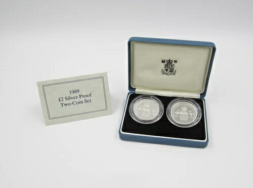 ロイヤルミント 1989年 権利証書 シルバープルーフ 2ポンド 2ポンド - 2枚セット(3)