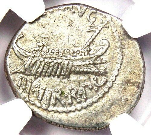 マルクス・アントニウス AR デナリウス銀貨 紀元前32年 - NGC Choice XF (EF) 認定