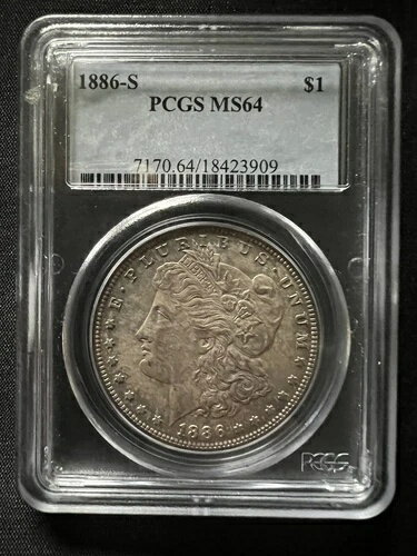 1886年 S モルガン ダラー 1ドル サンフランシスコ造幣局 PCGS認定 MS64