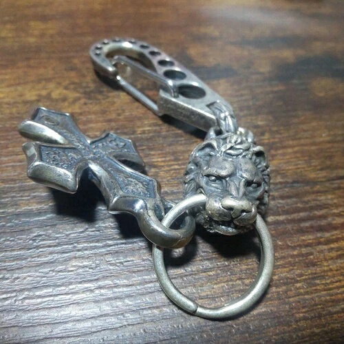 ビルウォールレザー BWL キーホルダー ライオン スターリングシルバー 925 メンズ アクセサリー 中古