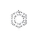 18カラットホワイトゴールド 0.56カラット 六角形ペンダント バゲットカットとラウンドブリリアントカット