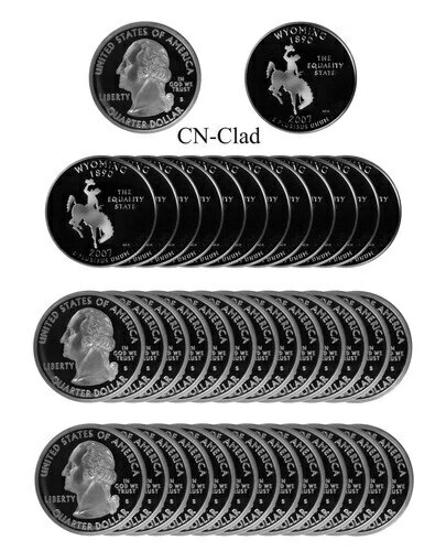 2007年 -S ワイオミング州クォータープルーフロール CNクラッド (40枚)(3.0)