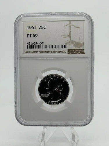 1961 NGC PF69 90% シルバー プルーフ ワシントン クォーター。