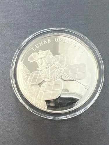 ルナ・オービター1号 スペースシャトル プルーフコイン スターリングシルバー アートラウンド #1397