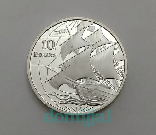 1996年 アンドラ 10ダイナー銀貨、KM #120 プルーフ / 船舶