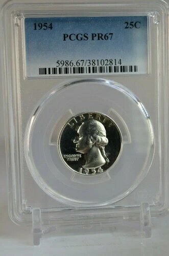 PR67 1954 PCGS グレーデッド シルバー ワシントン クォーター 希少 カメオ コイン風 PR 67