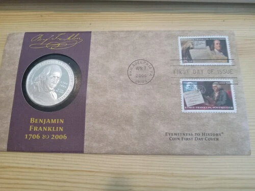 Coins - ベン・フランクリン 2006年 プルーフ銀貨と初日カバーのCOA