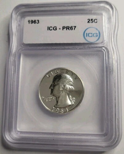 1963年 プルーフシルバー ワシントンクォーター ICG PF67 PQ コイン(3)