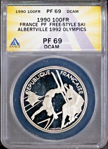 楽天WORLD RESOURCE【KING店】1990 100FR シルバー フランス オリンピック フリースタイルスキー PF69DCAM ANACS # 7644029 + ボーナス