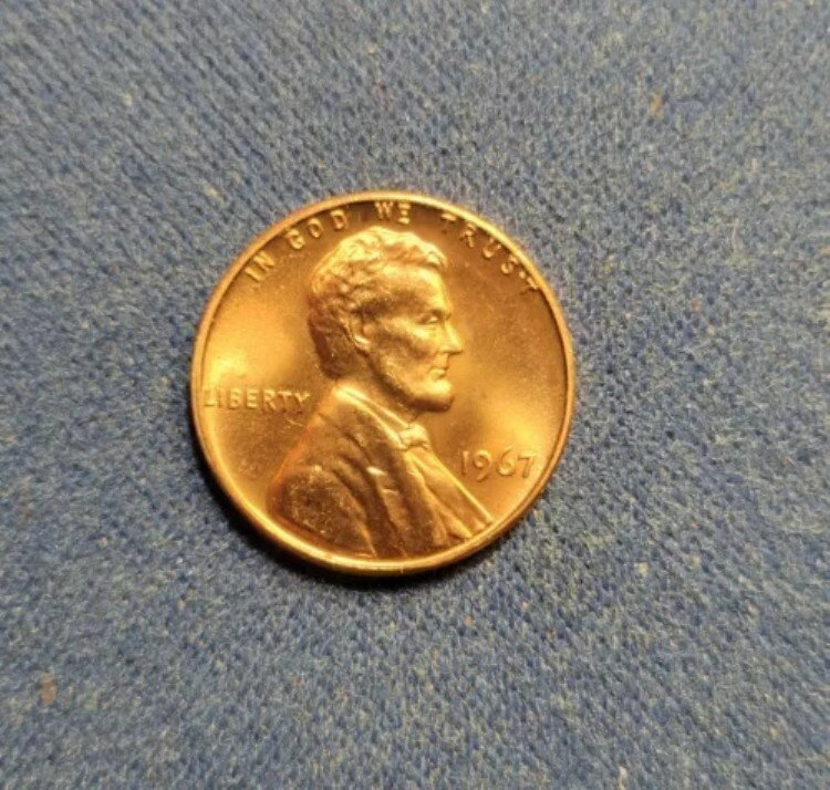 1967年リンカーンペニー、ミントマークなし、ミントプルーフ、リムスペーシング(3)