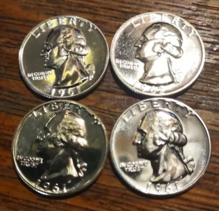 1961年 4ピース チョイス / ジェムプルーフ クォーター 90% 輝く鏡面仕上げ(3)