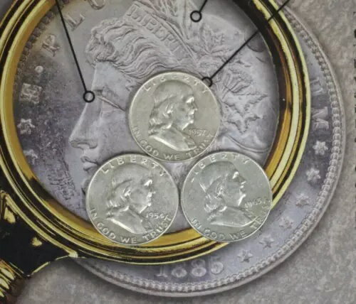 シルバー3枚セット ミックスミント＆デーツ フランクリン ハーフドル 非常に美品 TP-7322