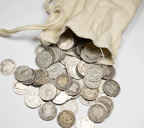 バーバー 90% シルバー ダイム ミックス デーツ & ミント 10 枚セット - すべて 100 年以上前のもの!