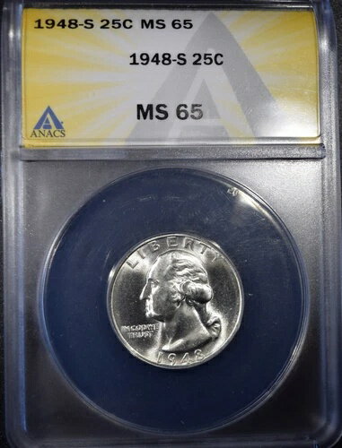 1948-S ワシントン クォーター "ANACS MS65" *2点目以降は送料無料*