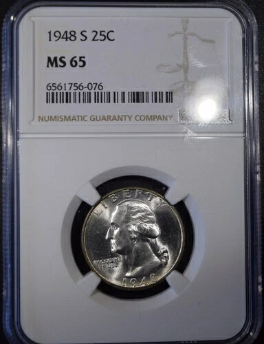 1948-S ワシントン クォーター "NGC MS65" *2点目以降送料無料*