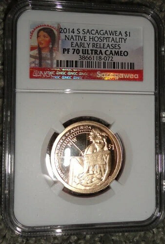 2014-S NGC PF 70 UC ER プルーフ サカガウィア ドル ネイティブ ホスピタリティ