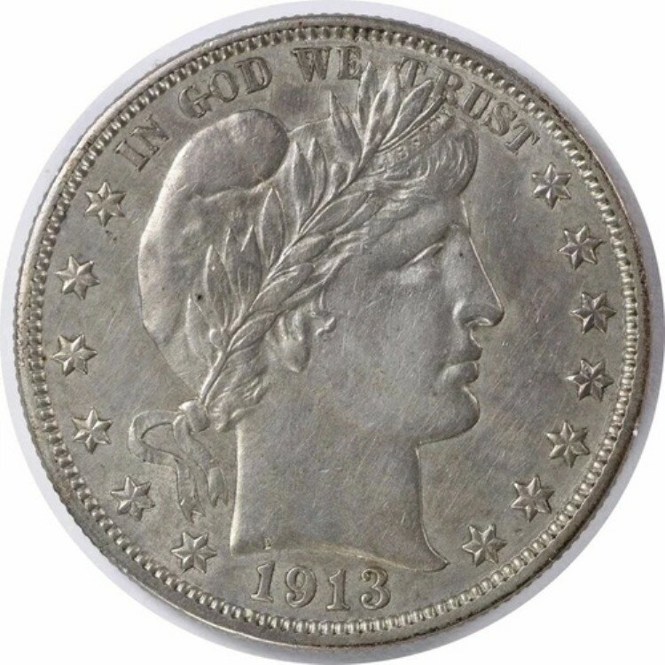 1913年 バーバー シルバー ハーフドル AU スライダー 未認定 #1106