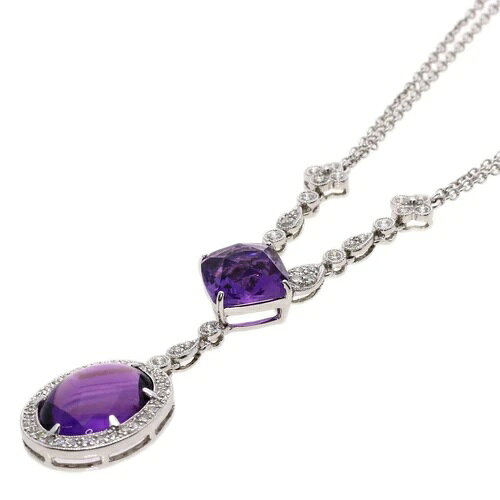 カラーストーンダイヤモンドネックレス K18ホワイトゴールド 12.3g