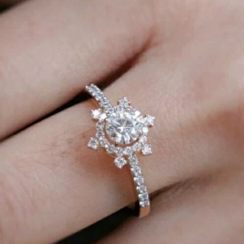 新品 認定 2.00カラット ホワイト ラウンドカット ラボグロウン ダイヤモンド ハロー 14K イエローゴールド リング