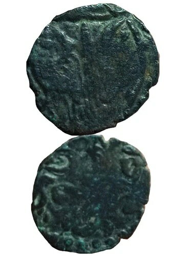 スリランカ - セイロンコイン 後期パンディヤ魚傘（1303-1325）ジャフナ時代 非常に希少